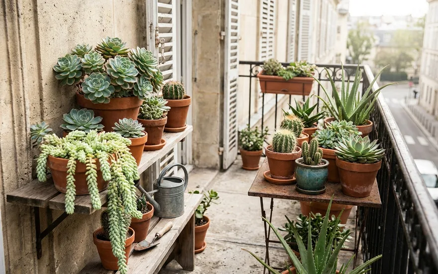 Plantes grasses et succulentes sur balcon : de la verdure sans arrosage ou presque