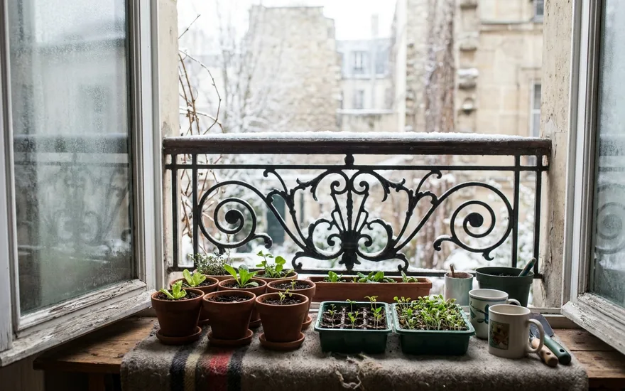 Que planter sur son balcon en janvier : rêver, planifier et premiers semis au chaud