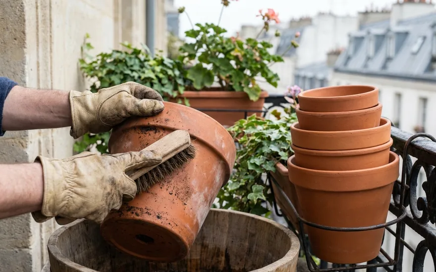 Entretenir ses pots et jardinières de balcon : nettoyer, désinfecter et faire durer