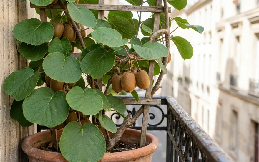 Kiwi sur balcon : cultiver cette grimpante fruitière en grand pot