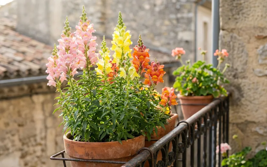 Muflier (gueule-de-loup) sur balcon : des épis colorés et joyeux tout l'été