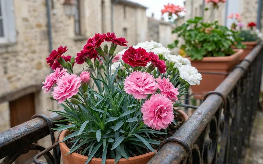 Œillets sur balcon : des fleurs colorées et parfumées, faciles en pot