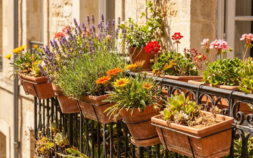 Plantes balcon plein soleil : guide complet et sélection des meilleures jardinières 2026