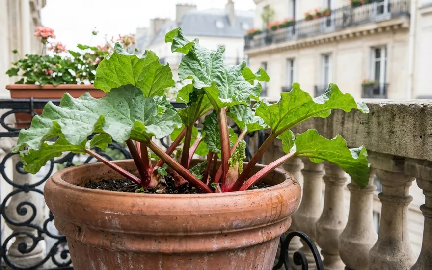 Rhubarbe sur balcon : cultiver cette vivace généreuse en grand pot