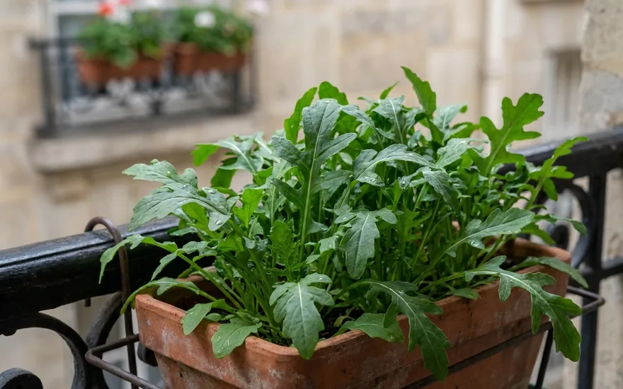 Roquette sur balcon : la salade poivrée la plus rapide à cultiver en pot