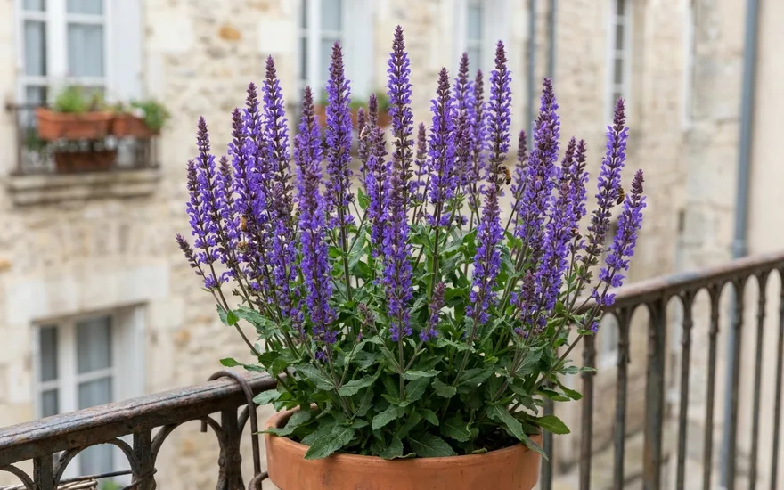 Sauges ornementales sur balcon : des vivaces fleuries, mellifères et faciles